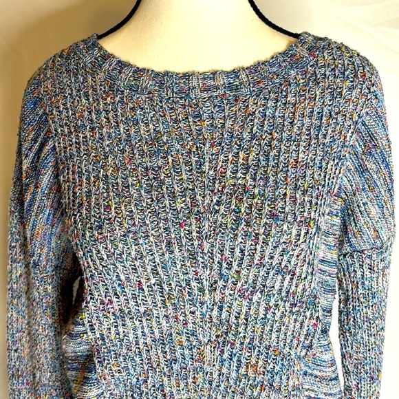 Rails Anthropologie Elsa Speckled Blue Confetti Pullover Crew Neck Sweater - Picture 5 of 7